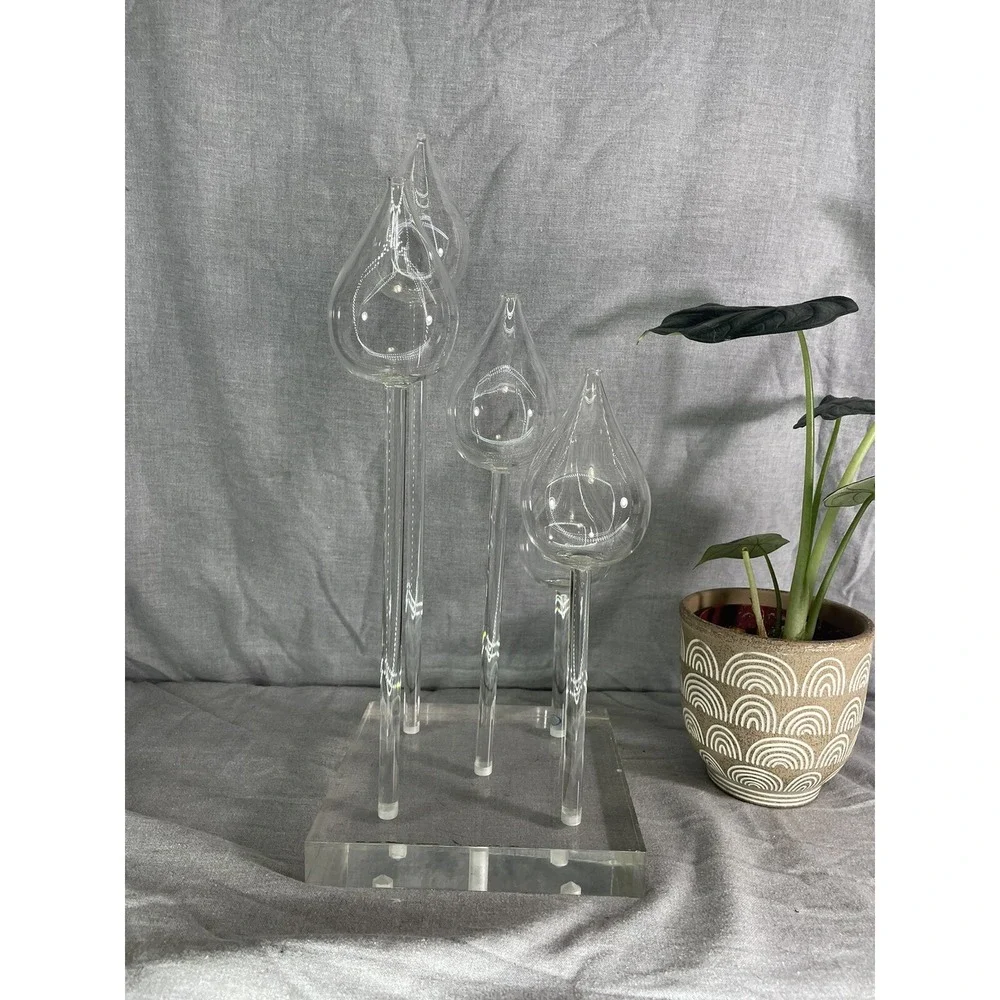Rare 1960 Vintage‎ Belag MCM hand blown glass oil lamp Luci base 5 stems & wicks